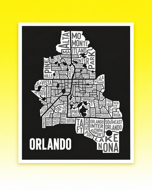 11 x 14 Black & White Orlando Map