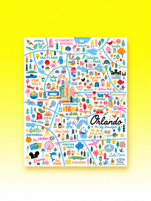 11 x 14 Color Orlando Map Print