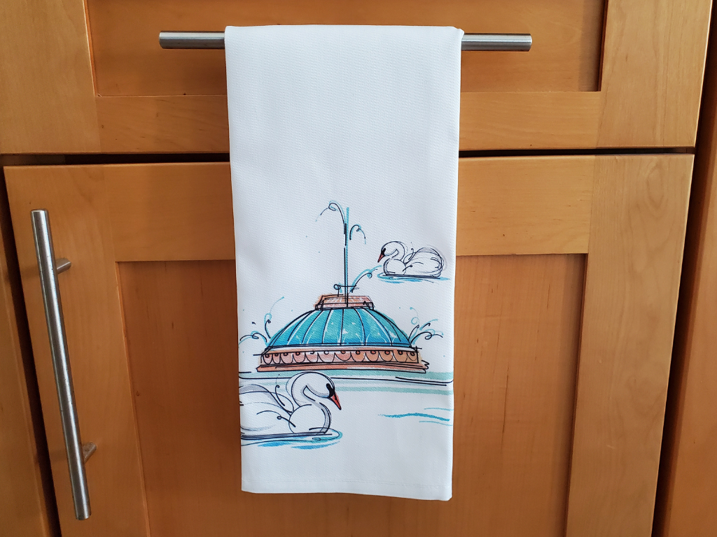 Swan & Fountain Tea Towel