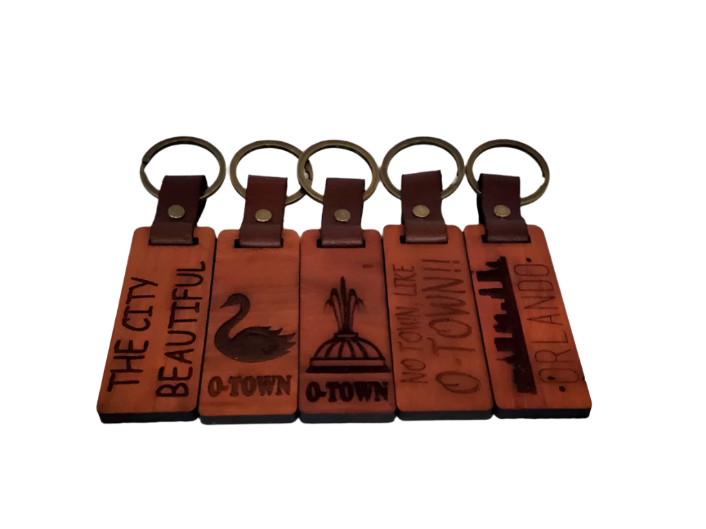 Orlando Themed Wood Keychains