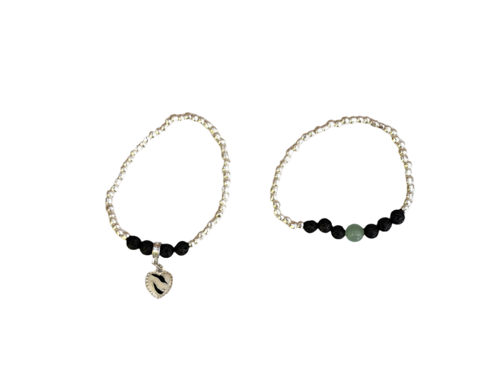Sterling Silver Lava Stackable Bracelets Set