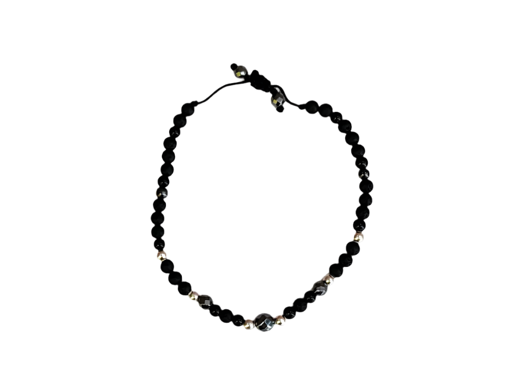 Black Tourmaline, Jasper, Opal, Lava & Silver Bracelet
