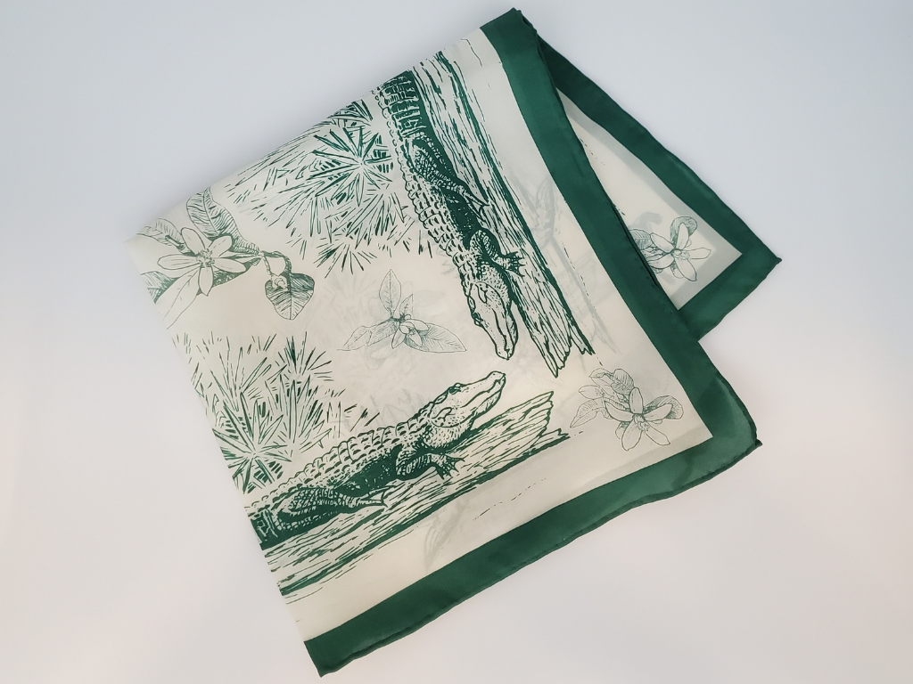 Alligator Silk Scarf 26 X 26