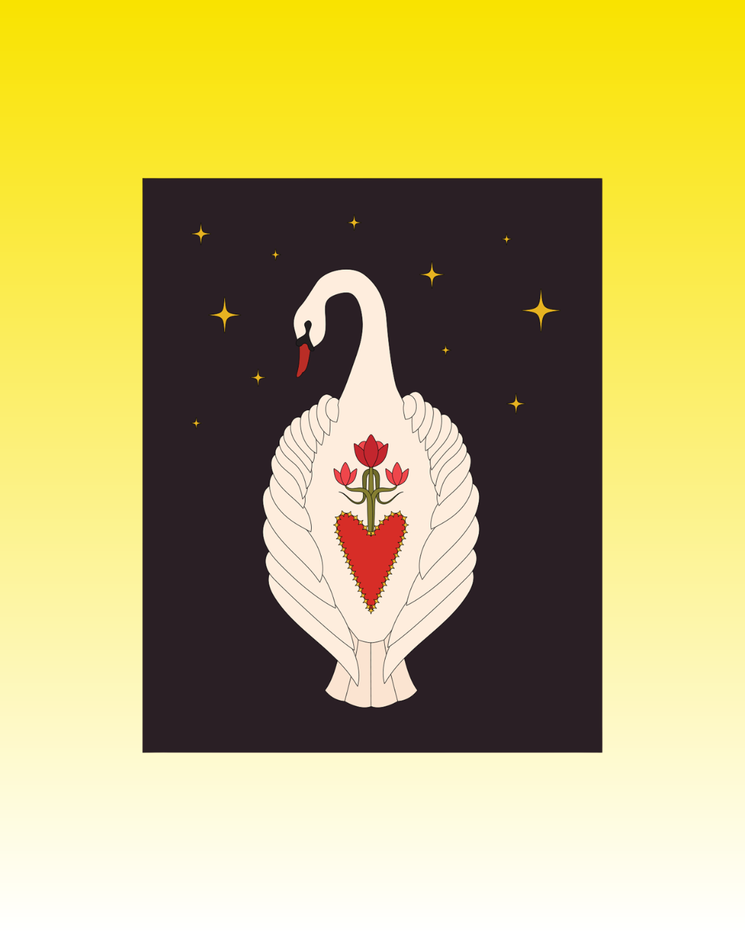 8 x 10 Swan Print, Black