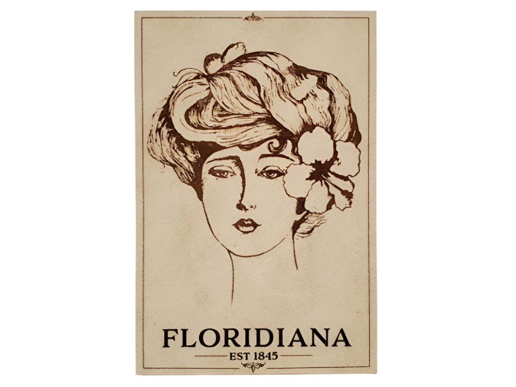 Florida Gibson Girl, Passion Flower, wooden postcard