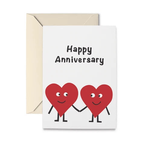 Two red hearts holding hands.