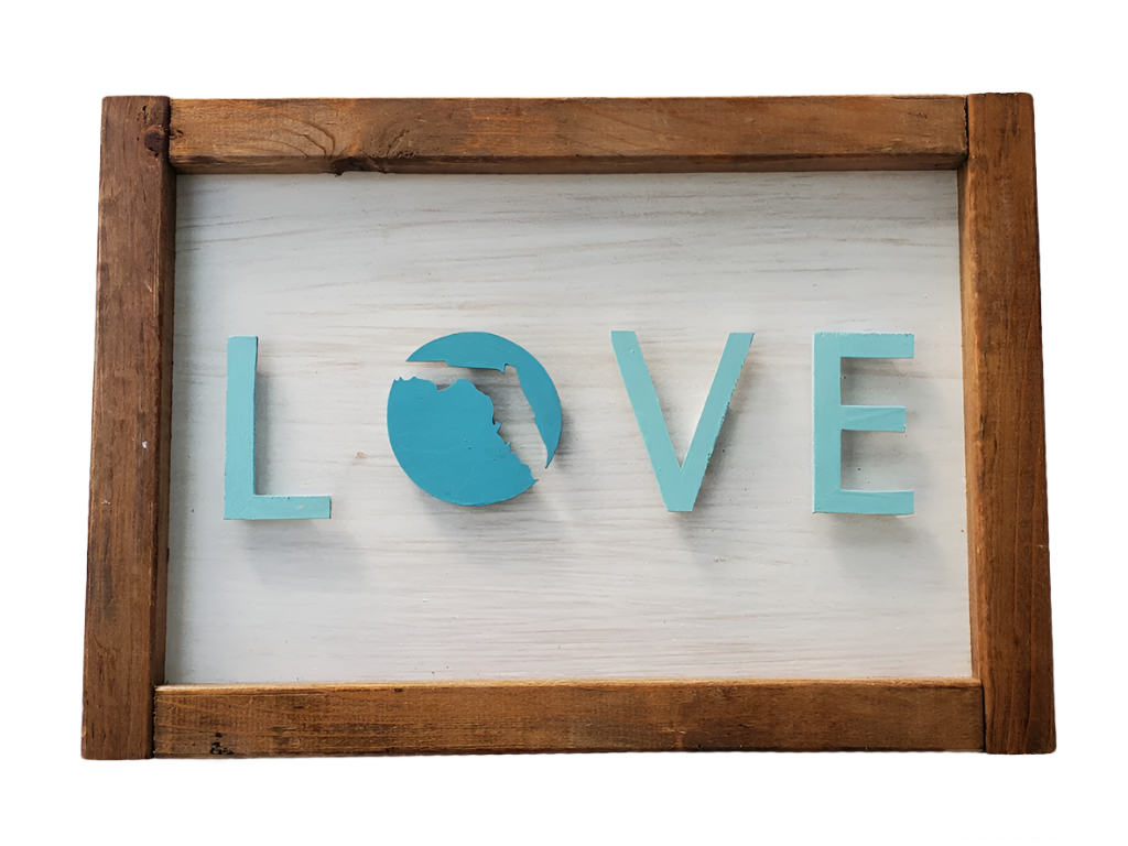 Love In Blue Wood Art