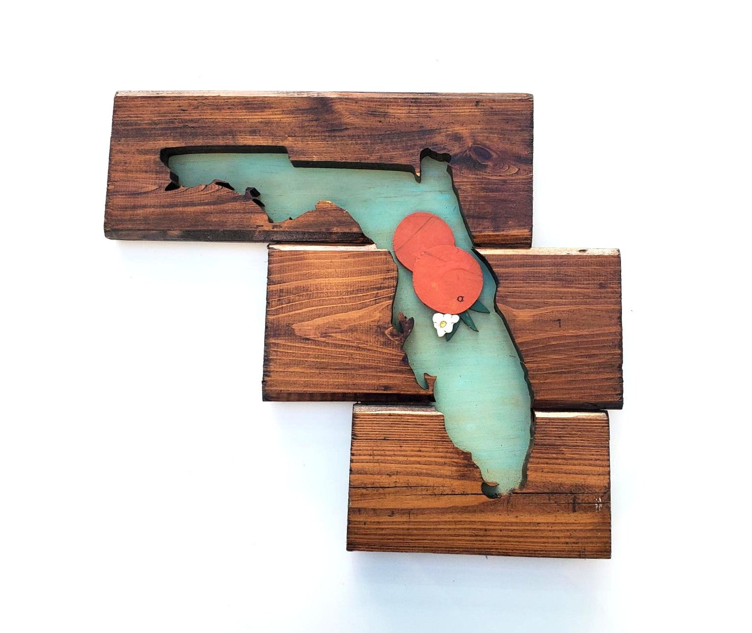 Florida With Oranges Wood Art