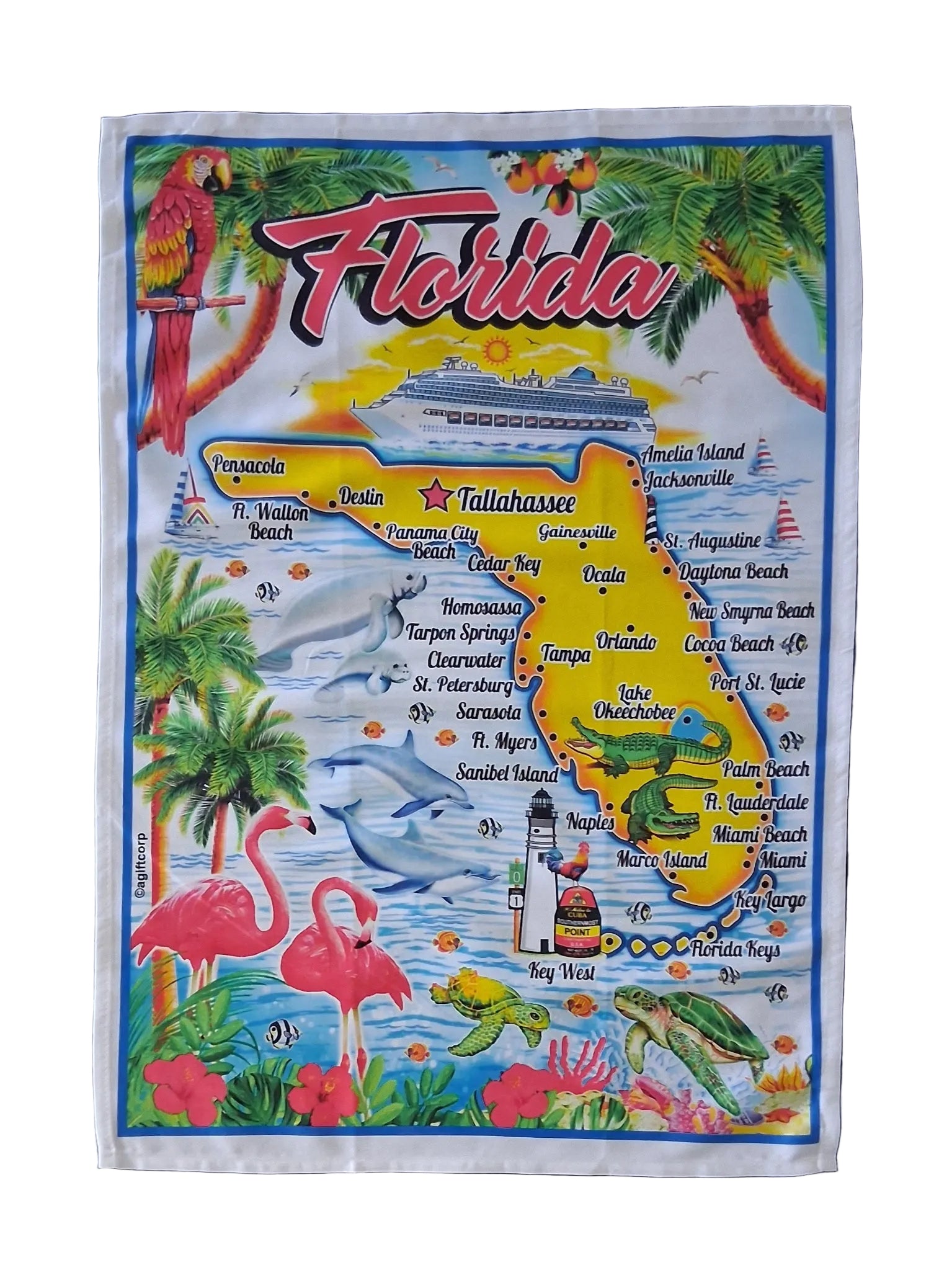 Florida Map Tea Towel