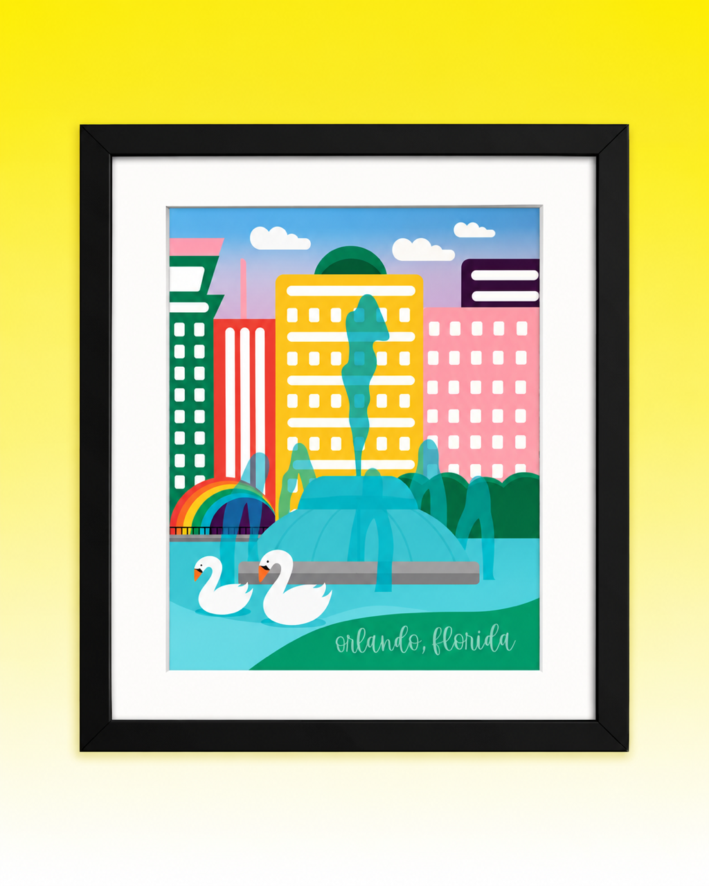 Framed 8 x 10 Lake Eola Art Print