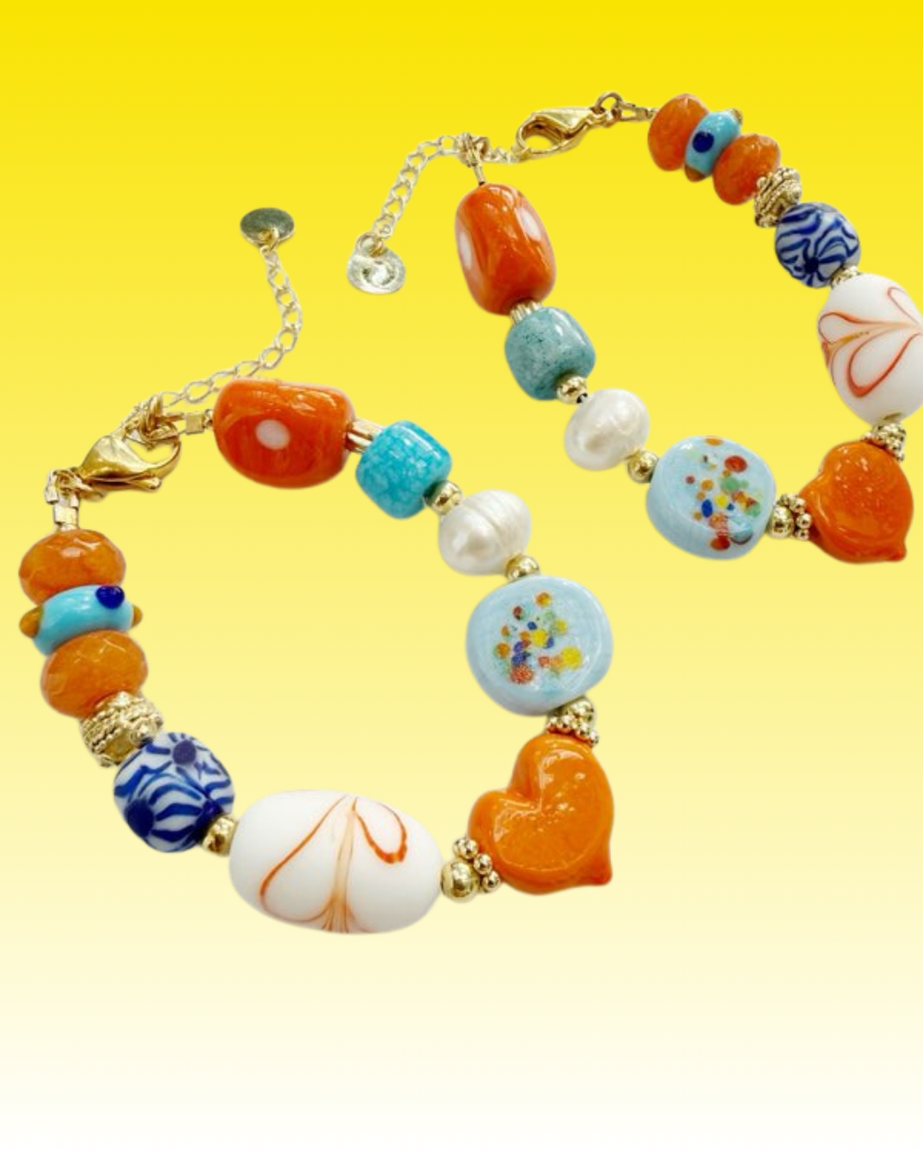 Glass Bead Sunset Bracelet