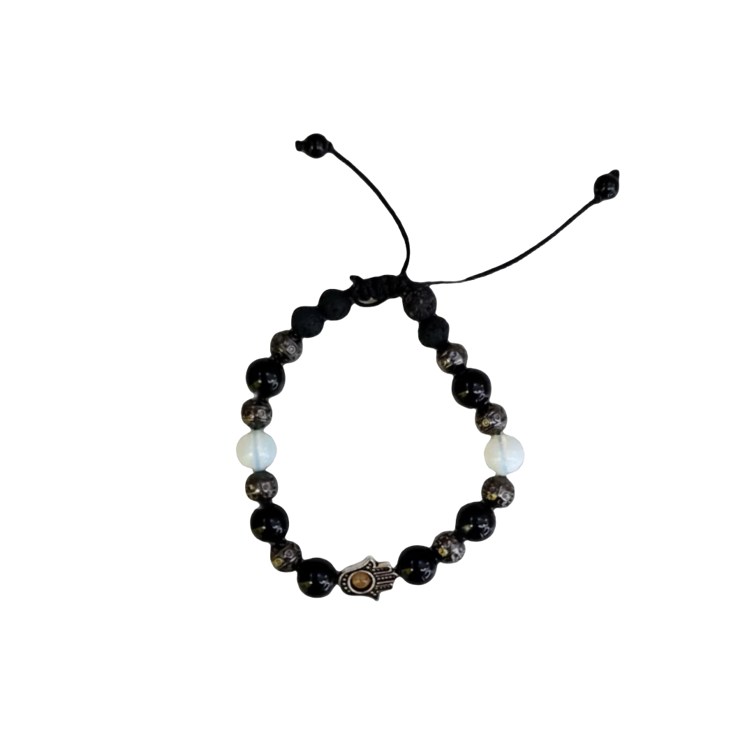 Hamsa Hand Precious Stone Adjustable Bracelet