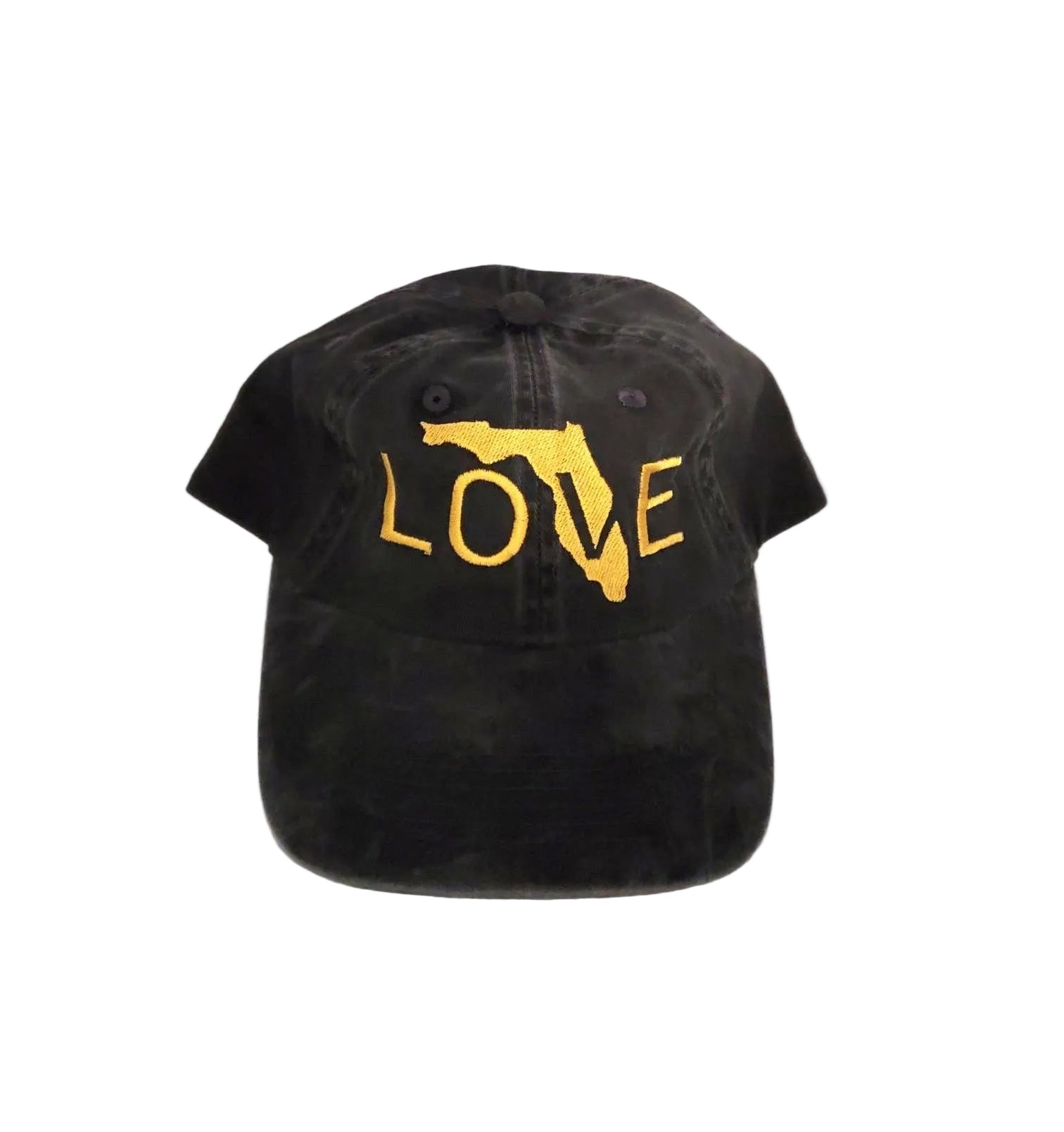 Love Florida Distressed Black Ball Cap