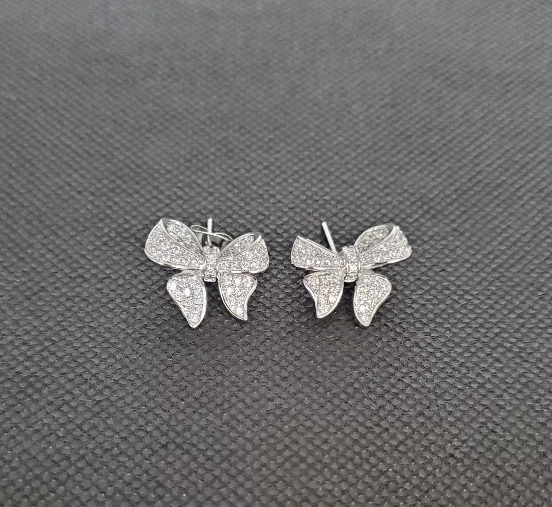 Silver Bow Earrings