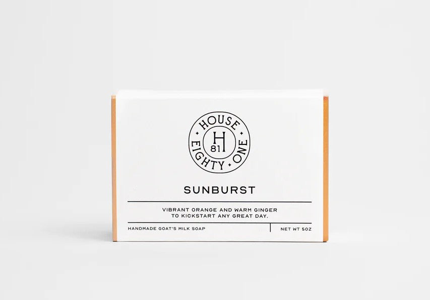 Box of House Eighty One Sunburst soap on a white background