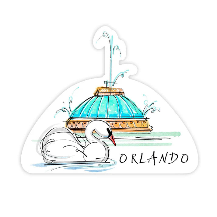 Swan & Fountain Sticker