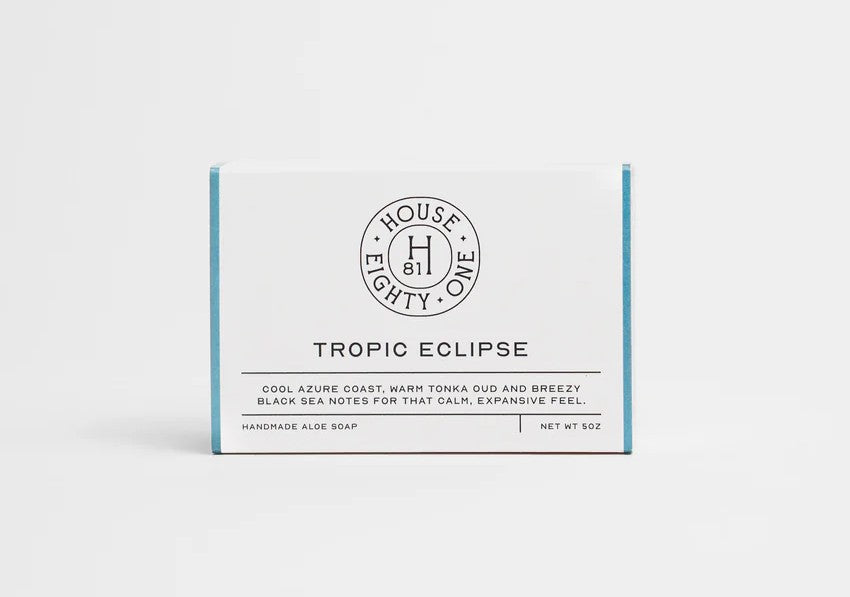 Soap packaging with 'House Eighty-One' branding on a white background