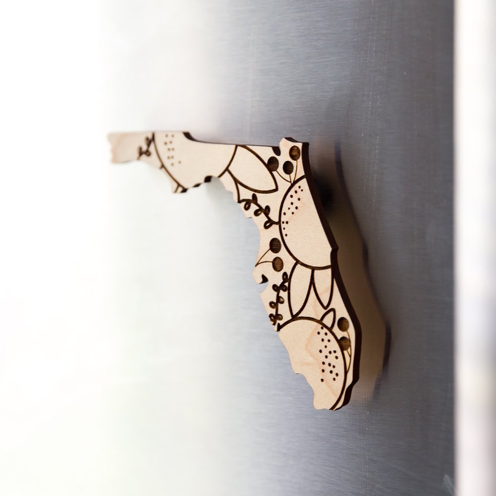 Orange Blossom Wood Magnet