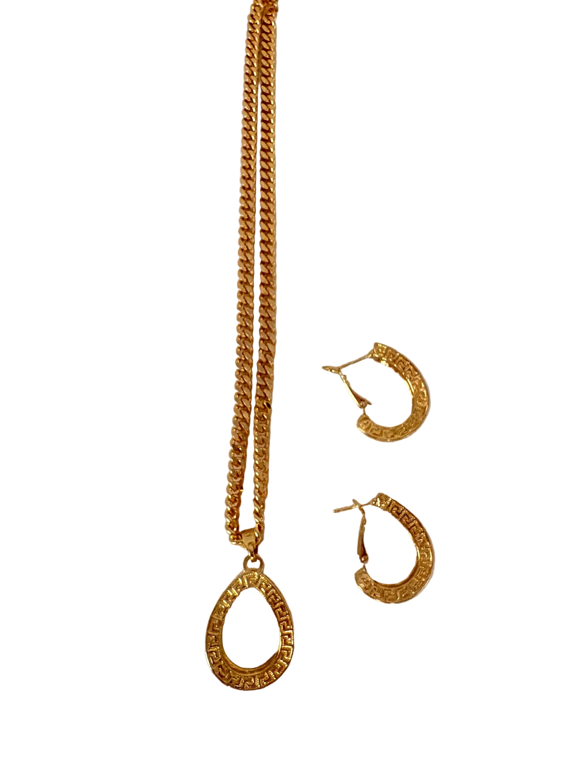 Gold Necklace & Earrings Jewelry Set