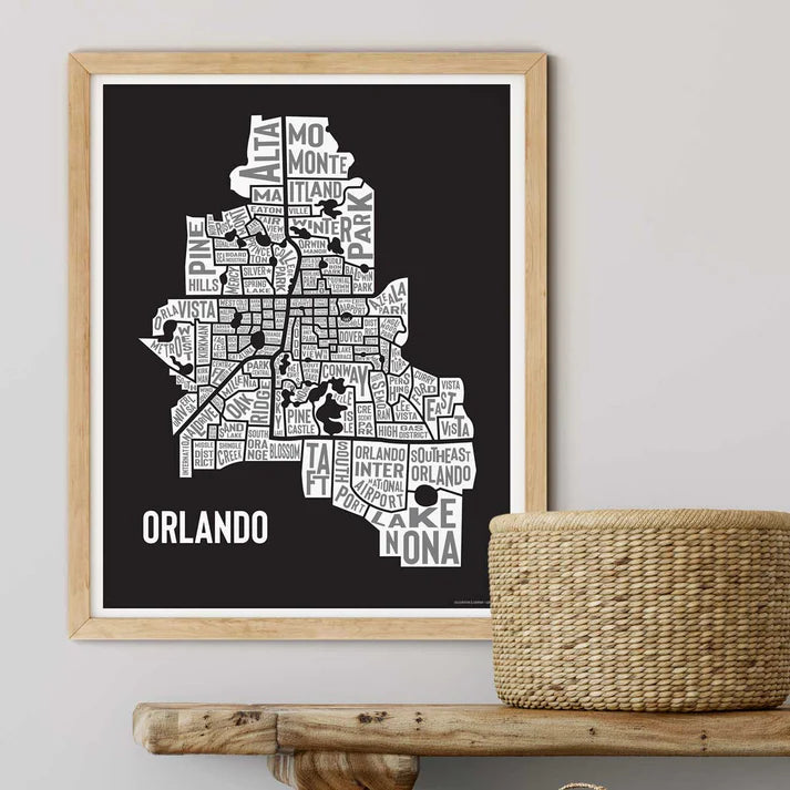 Black & White Orlando Map